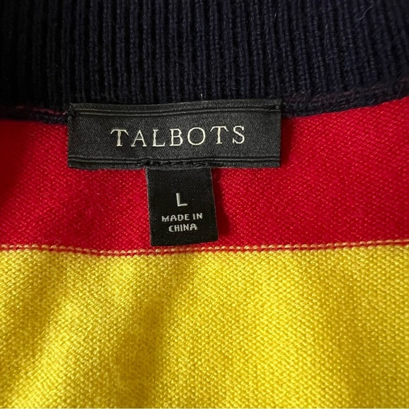 TALBOTS Nautical Striped Sweater Blouse Top Multicolored Long Sleeve SZ L - Picture 7 of 12